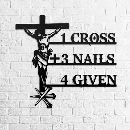 Paid In Full Cross And Nails -  Metal Wall Art Sign