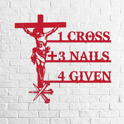 Paid In Full Cross And Nails -  Metal Wall Art Sign