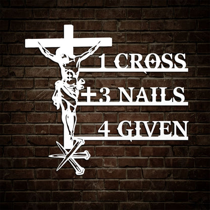 Paid In Full Cross And Nails -  Metal Wall Art Sign