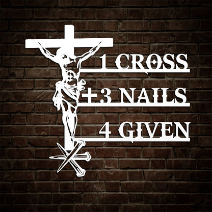 Paid In Full Cross And Nails -  Metal Wall Art Sign