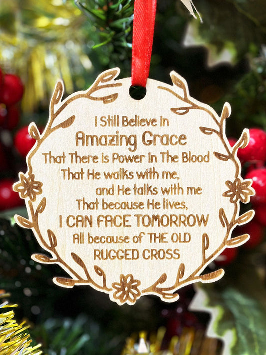 Amazing Grace Engraved Wood Ornament