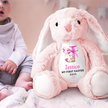 Custom Letter Happy Easter - Personalized Stuffed Bunny