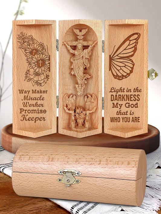 Way Maker - Openable Wooden Cylinder Sculpture of Jesus Christ
