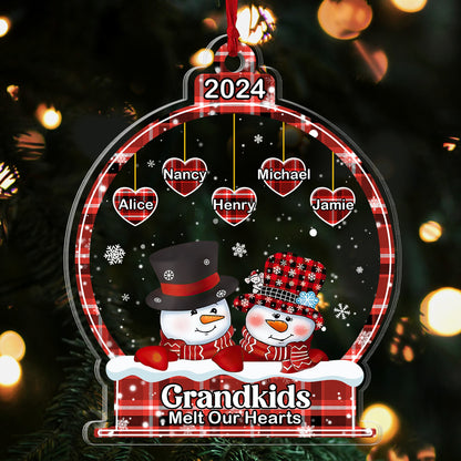 Grandkids Melt My Heart Snow Globe - Personalized 1-Side Acrylic Ornament FCACOLETN2730L