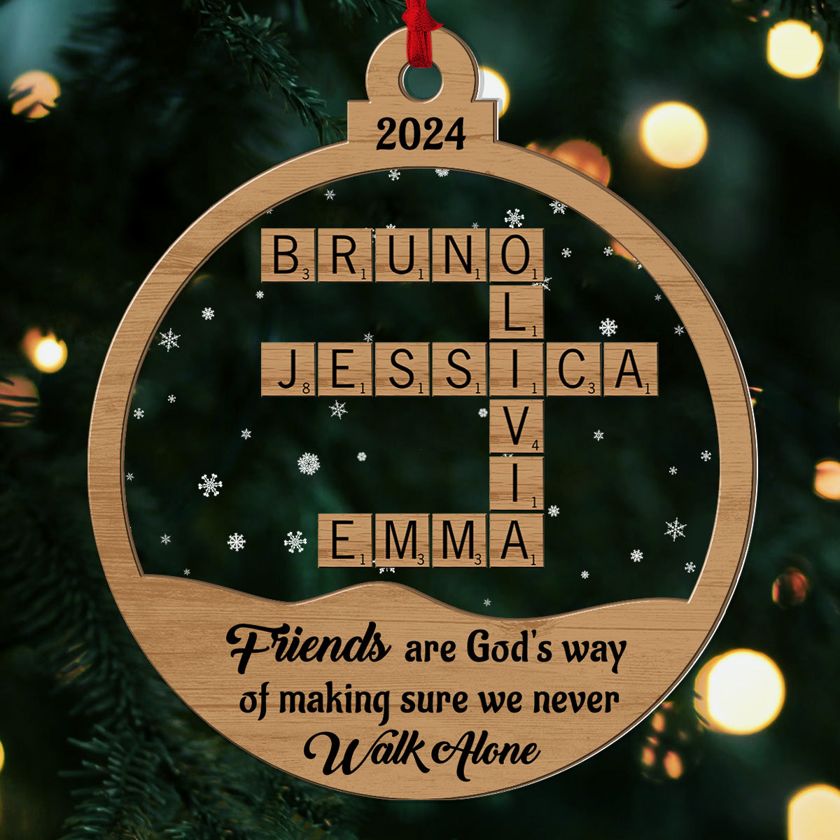 Friends, Siblings We Never Walk Alone - Personalized Wood & Acrylic Ornament