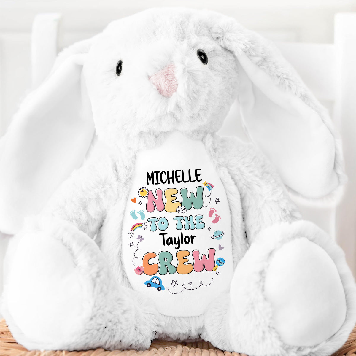 New To Our Crew - Personalized Stuffed Bunny