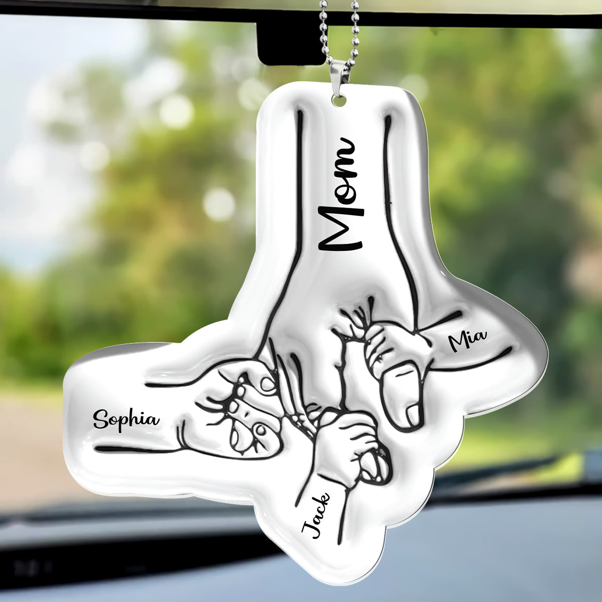 Gift For Mom, Grandma Inflated Effect - Personalized 1-Side Car Acrylic Hanging Ornament