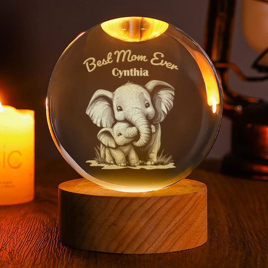 Mama Trunk - Personalized Wooden Base Crystal Lamp