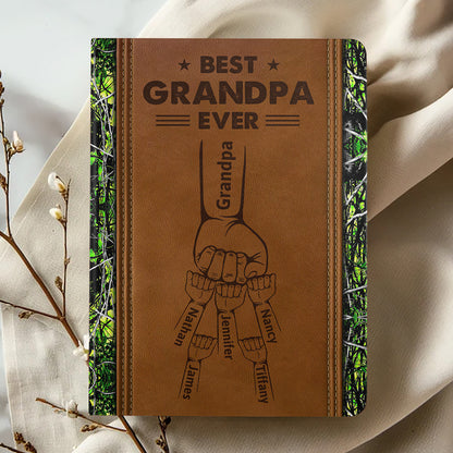 Best Dad, Grandpa Ever - Personalized Leather Cover Notebook