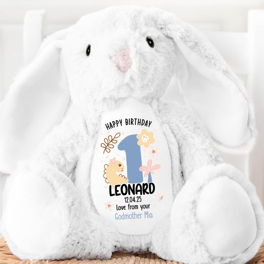 First Birthday Gift - Personalized Stuffed Bunny