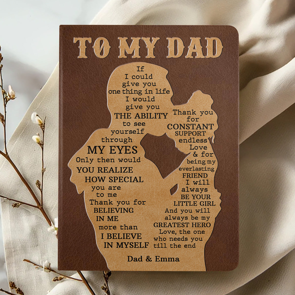 Daughter And Dad, Mom - Personalized Leather Cover Notebook