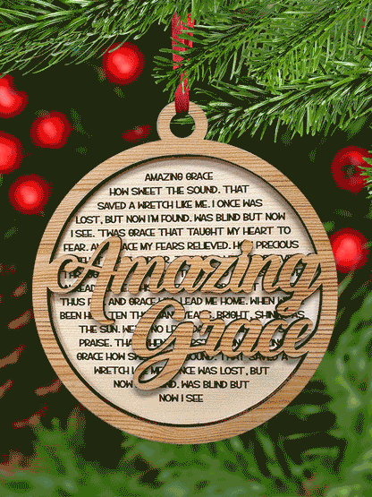 Amazing Grace - Two Layered Wood Ornament