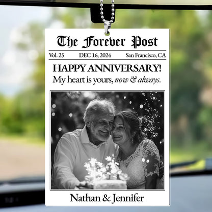 Couple Anniversary Newspaper - Personalized 1-Side Car Acrylic Hanging Ornament