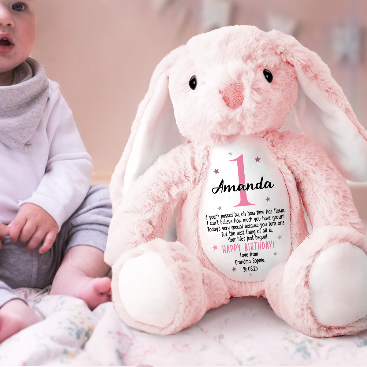 Kid's Birthday Gift - Personalized Stuffed Bunny