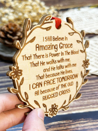 Amazing Grace Engraved Wood Ornament