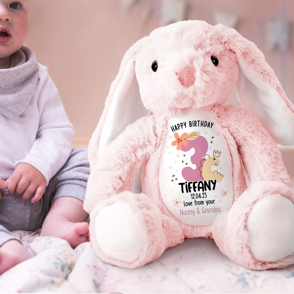 First Birthday Gift - Personalized Stuffed Bunny