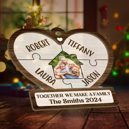 Together We Make A Family Christmas - Personalized Wood & Acrylic Ornament FCWAOLETN2602M