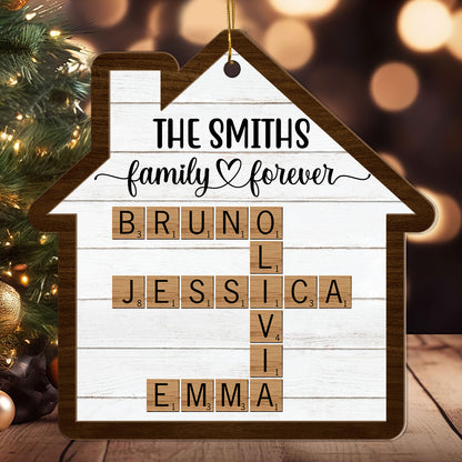 Family Forever Crossword - Personalized Wood & Acrylic Ornament