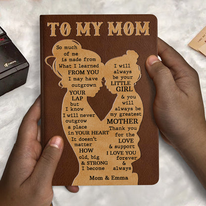 Daughter And Dad, Mom - Personalized Leather Cover Notebook