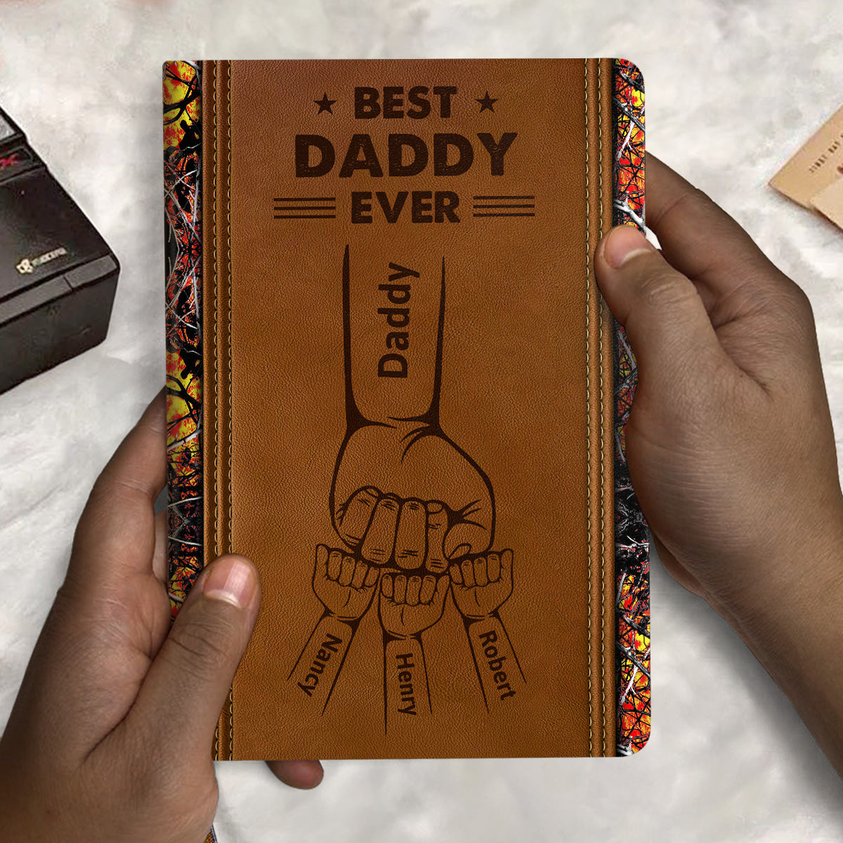 Best Dad, Grandpa Ever - Personalized Leather Cover Notebook