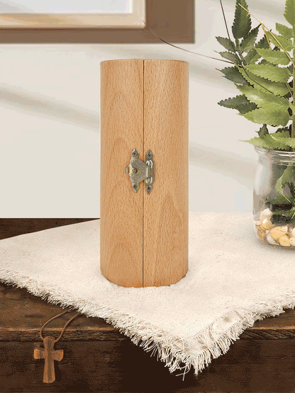 Until We Meet Again - Personalized Openable Wooden Cylinder Sculpture of Jesus Christ