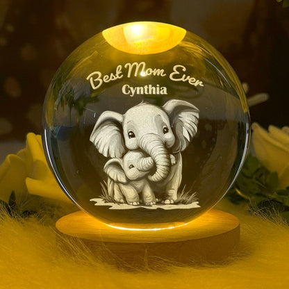 Mama Trunk - Personalized Wooden Base Crystal Lamp