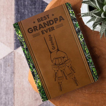 Best Dad, Grandpa Ever - Personalized Leather Cover Notebook