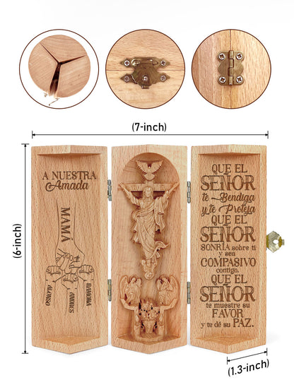 A Nuestro Amada - Personalized Openable Wooden Cylinder Sculpture of Jesus Christ CVSM32B