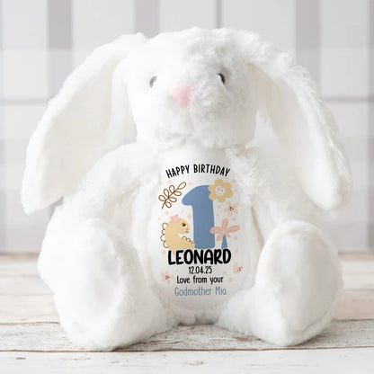 First Birthday Gift - Personalized Stuffed Bunny