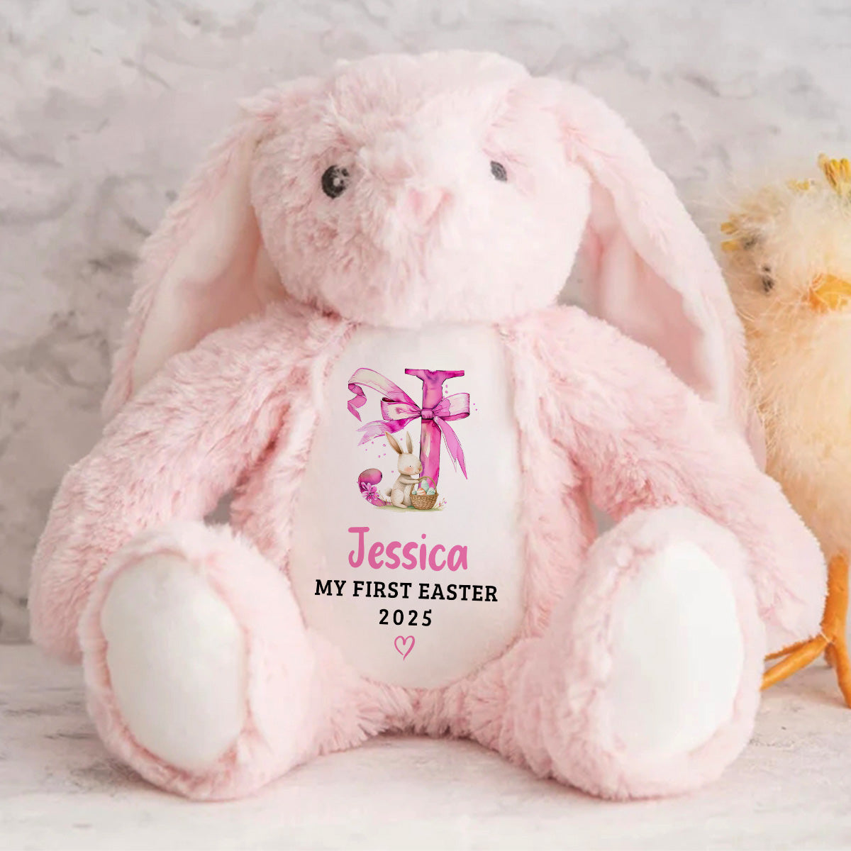 Custom Letter Happy Easter - Personalized Stuffed Bunny