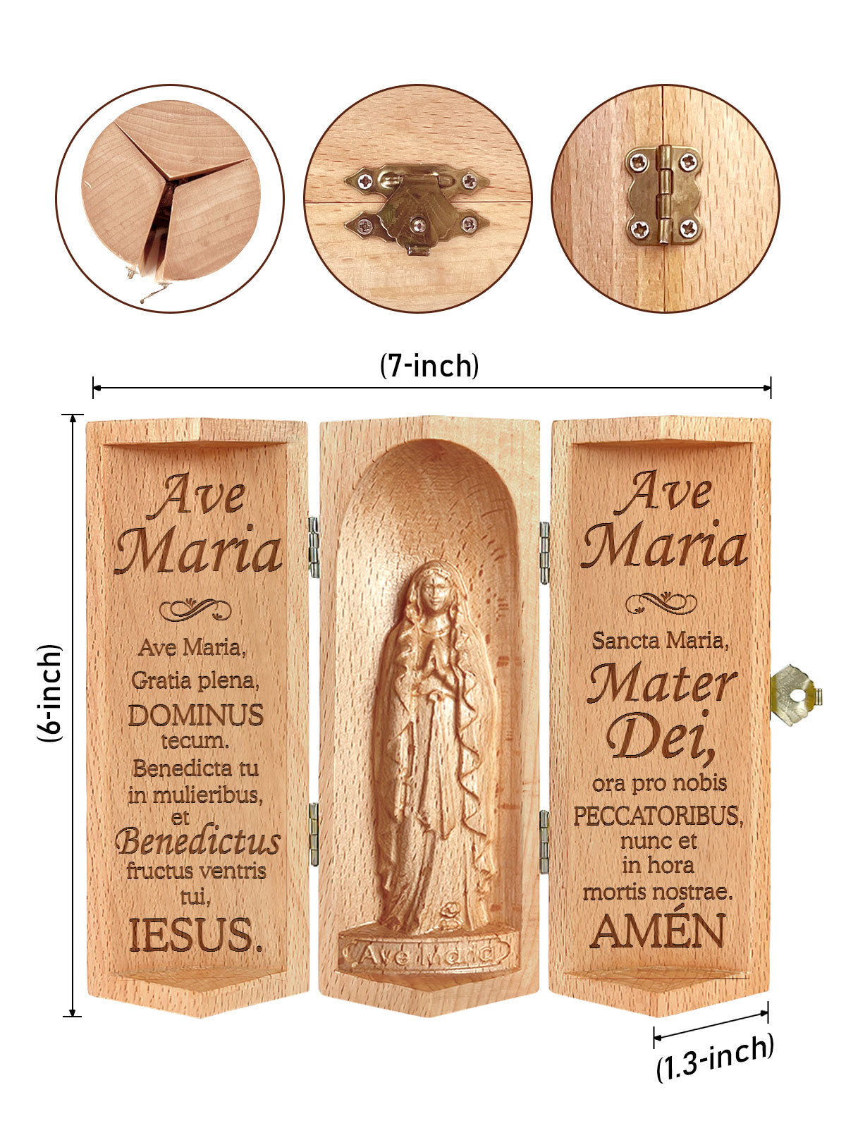 Ave Maria - Openable Wooden Cylinder Sculpture of Mother Maria