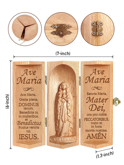 Ave Maria - Openable Wooden Cylinder Sculpture of Mother Maria