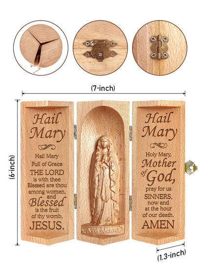 Hail Mary - Openable Wooden Cylinder Sculpture of Mother Maria HN24E