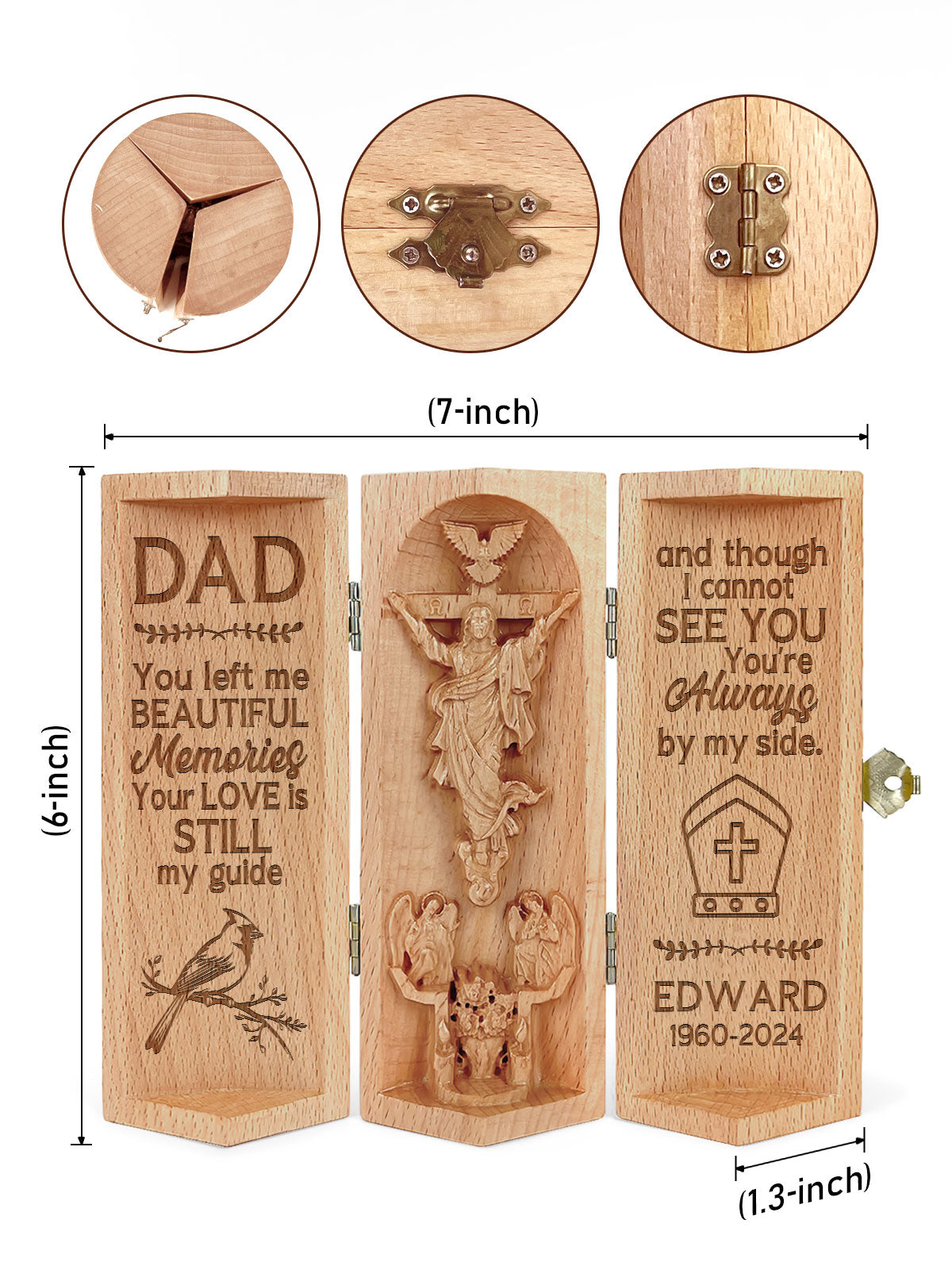 You Left Me Beautiful Memories - Memorial Wooden Cylinder Sculpture of Jesus Christ