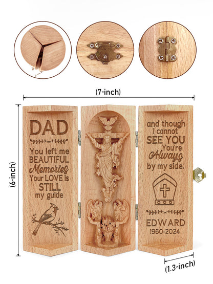 You Left Me Beautiful Memories - Memorial Wooden Cylinder Sculpture of Jesus Christ