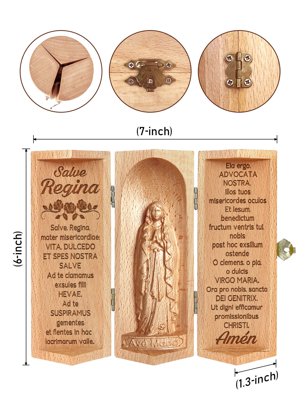 Salve Regina - Openable Wooden Cylinder Sculpture of Mother Maria