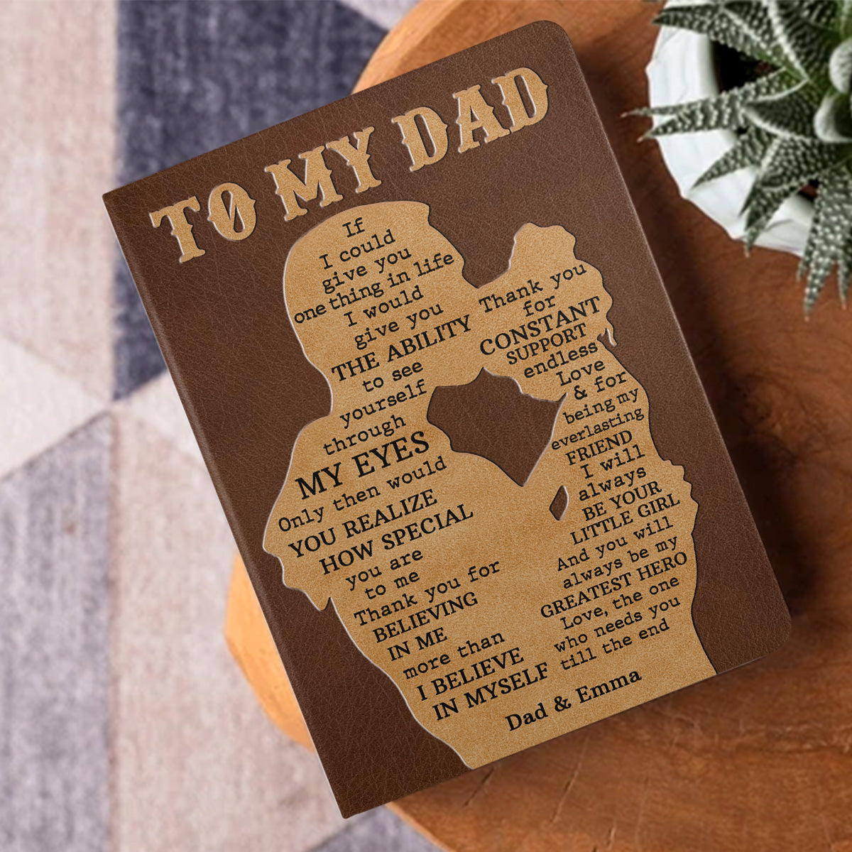 Daughter And Dad, Mom - Personalized Leather Cover Notebook