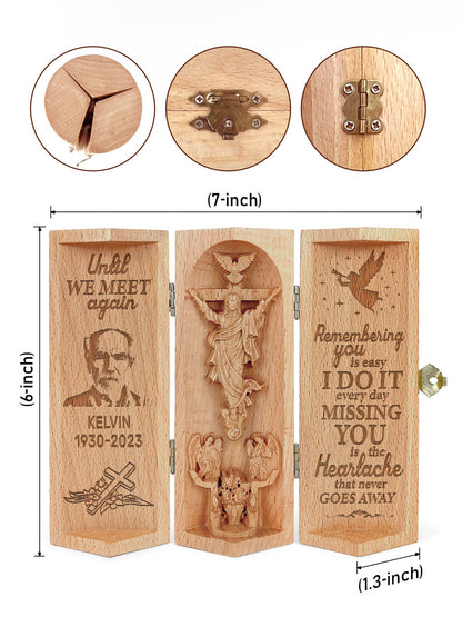 Until We Meet Again - Personalized Openable Wooden Cylinder Sculpture of Jesus Christ