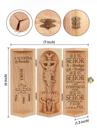 A Nuestro Amada - Personalized Openable Wooden Cylinder Sculpture of Jesus Christ