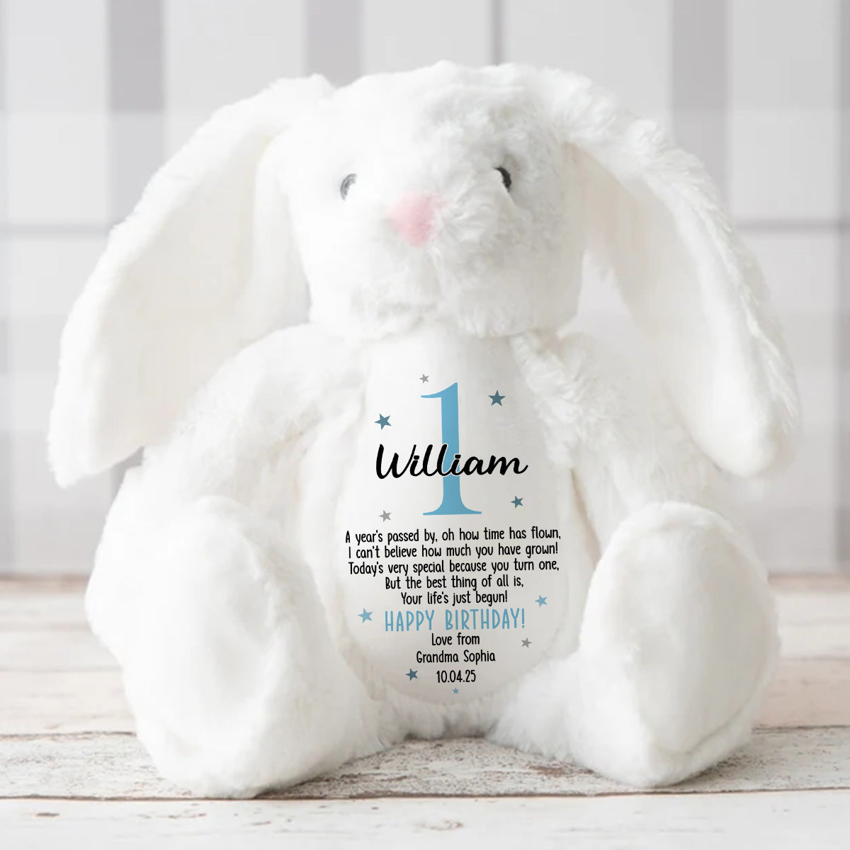 Kid's Birthday Gift - Personalized Stuffed Bunny