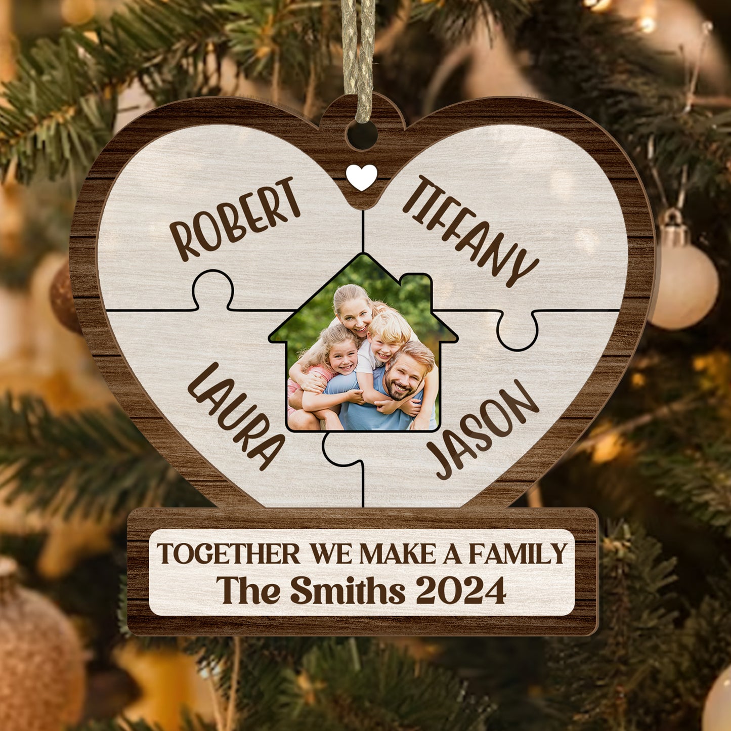 Together We Make A Family Christmas - Personalized Wood & Acrylic Ornament FCWAOLETN2602M