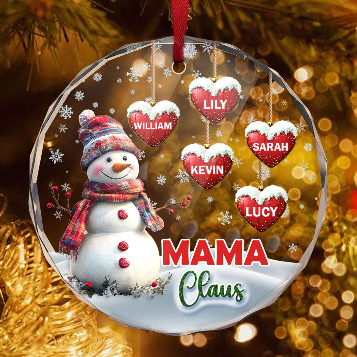 Christmas Snowman Mom Grandma - Personalized Custom Glass Ornament FCURGOPLEHA2733D