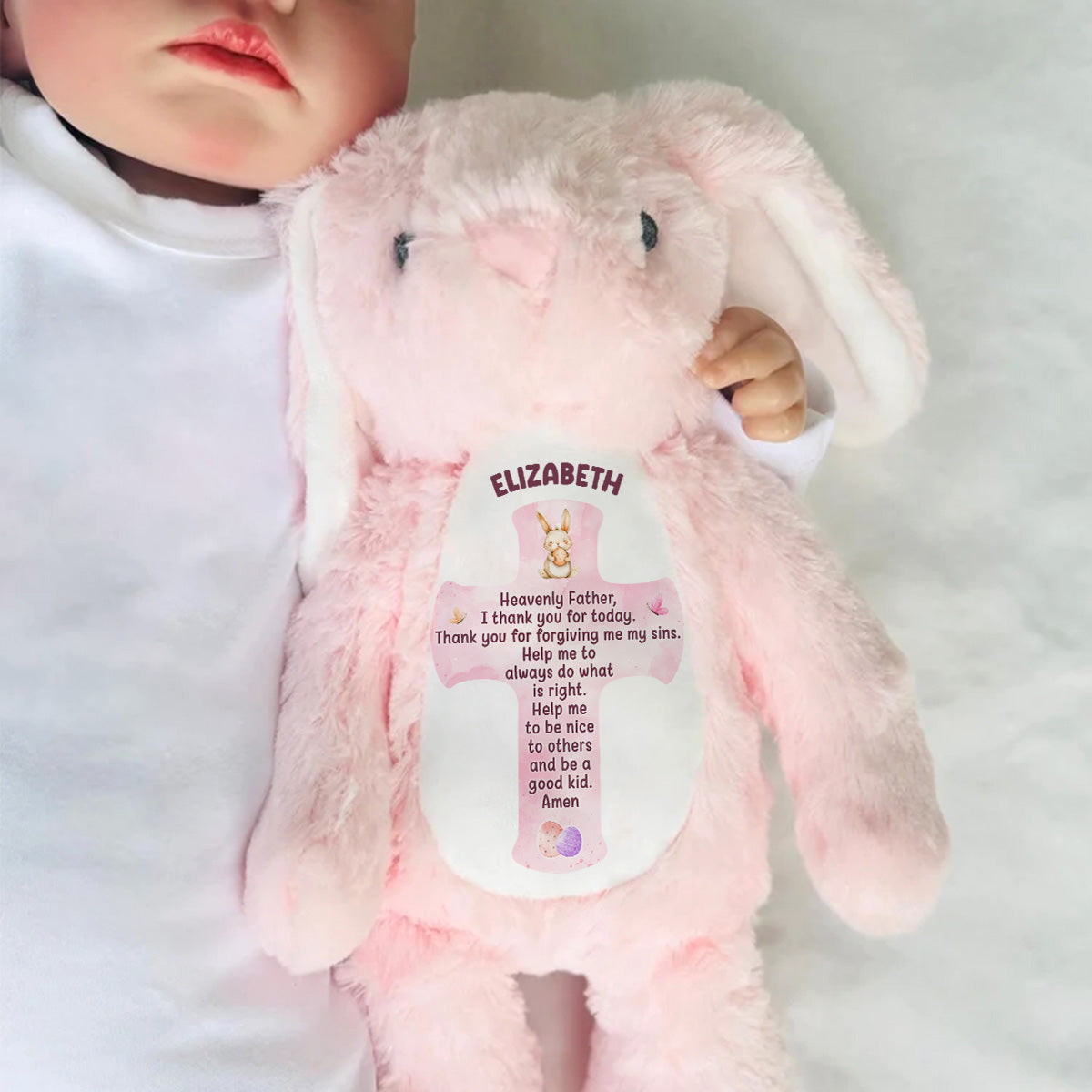 Prayers To Be A Good Kid - Personalized Stuffed Bunny