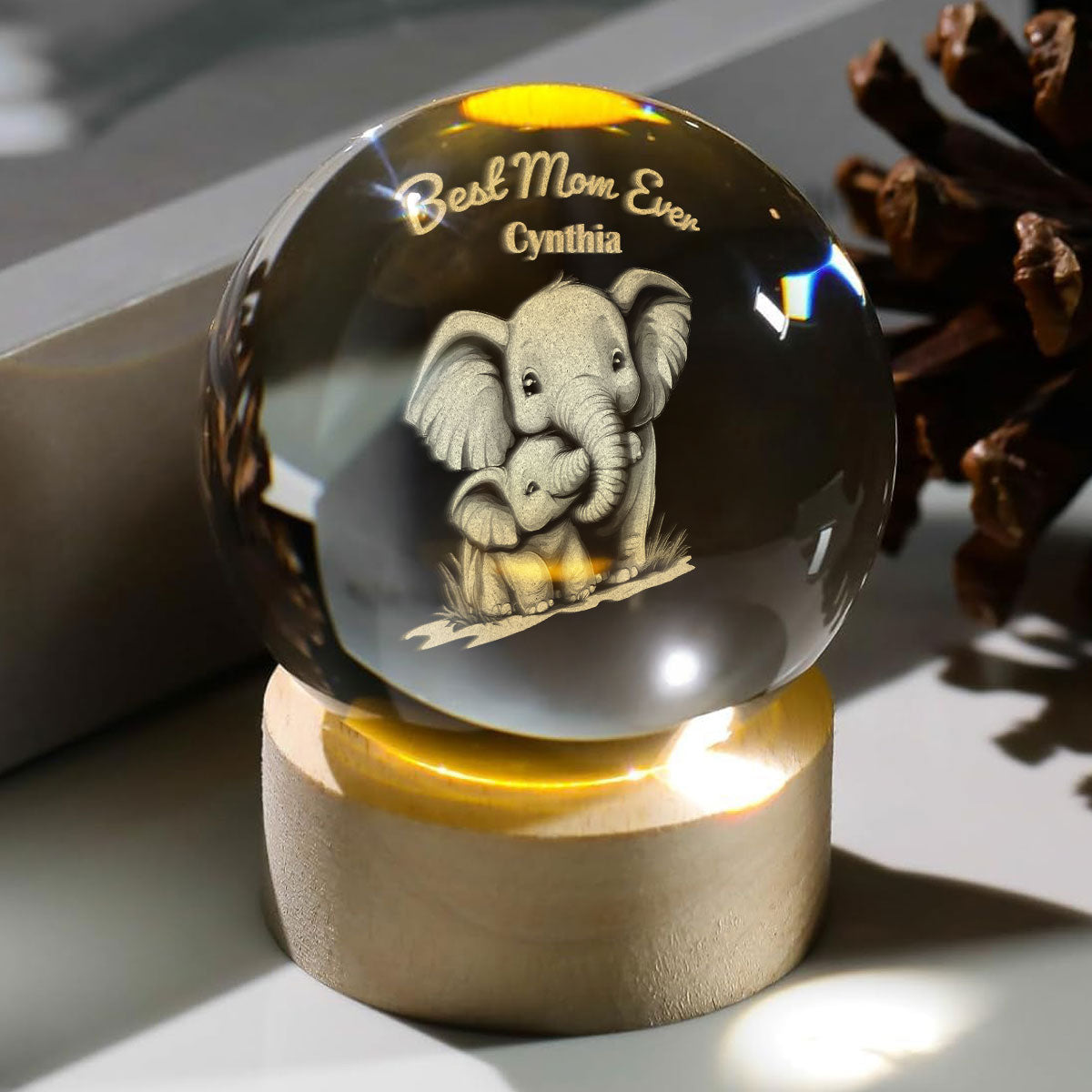Mama Trunk - Personalized Crystal Ball Night Light