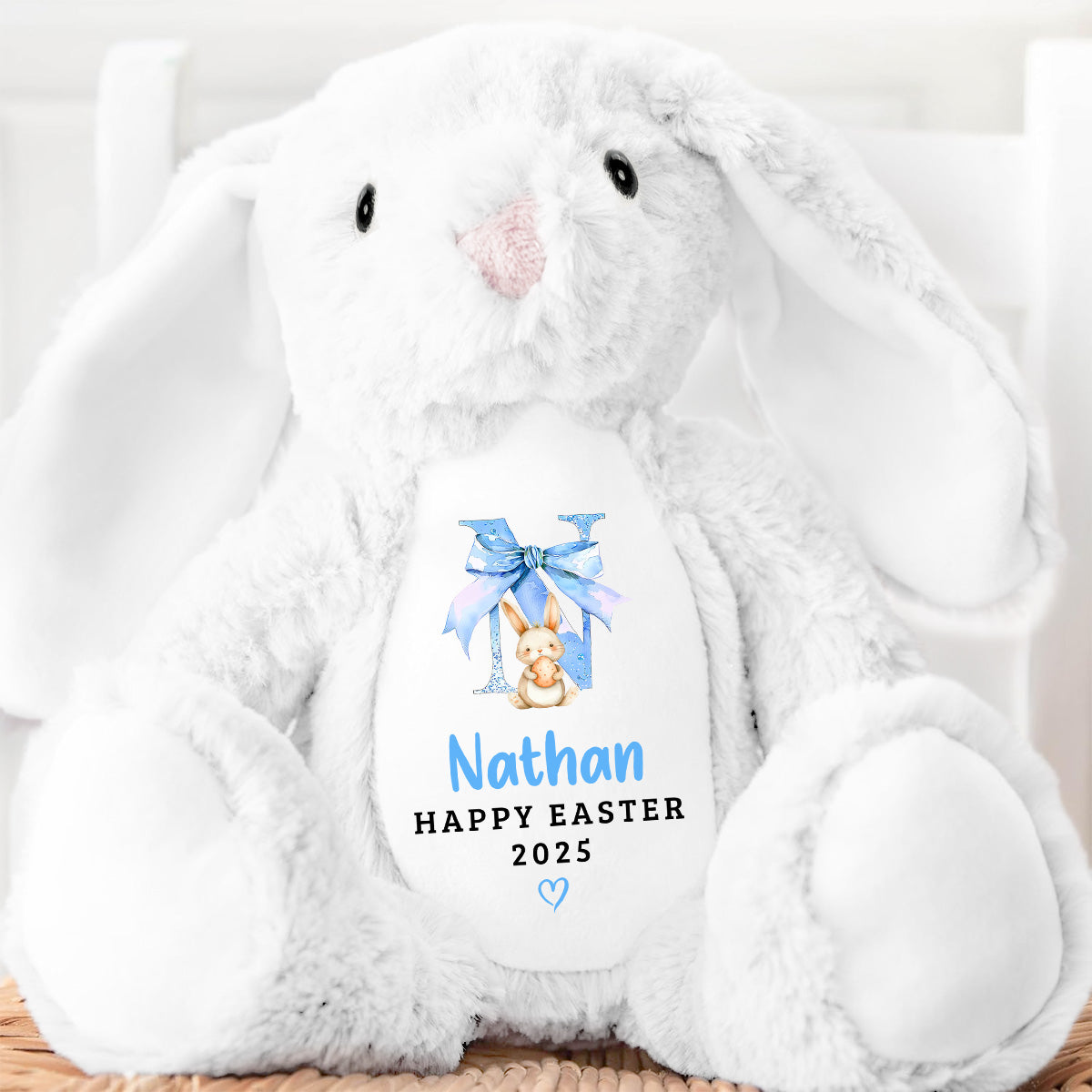 Custom Letter Happy Easter - Personalized Stuffed Bunny