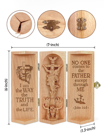 John 14:6 - Openable Wooden Cylinder Sculpture of Jesus Christ