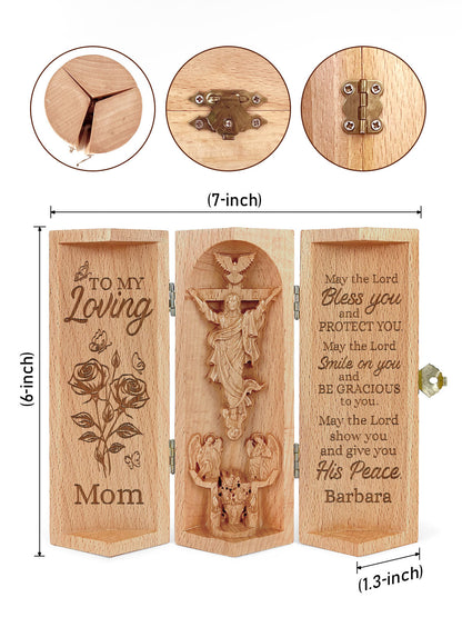 To My Loving Mom - Personalized Openable Wooden Cylinder Sculpture of Jesus Christ