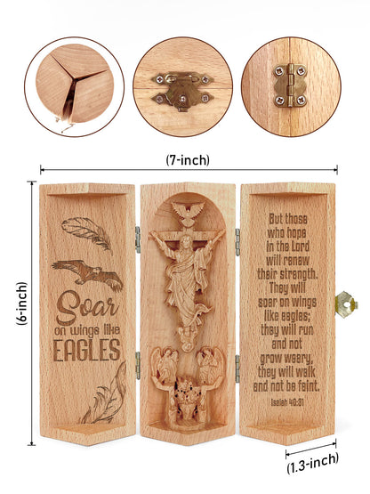 Isaiah 40:31 - Openable Wooden Cylinder Sculpture of Jesus Christ