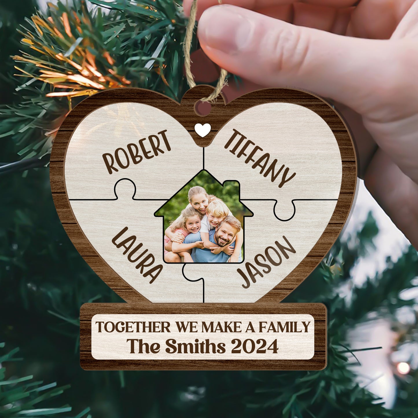 Together We Make A Family Christmas - Personalized Wood & Acrylic Ornament FCWAOLETN2602M