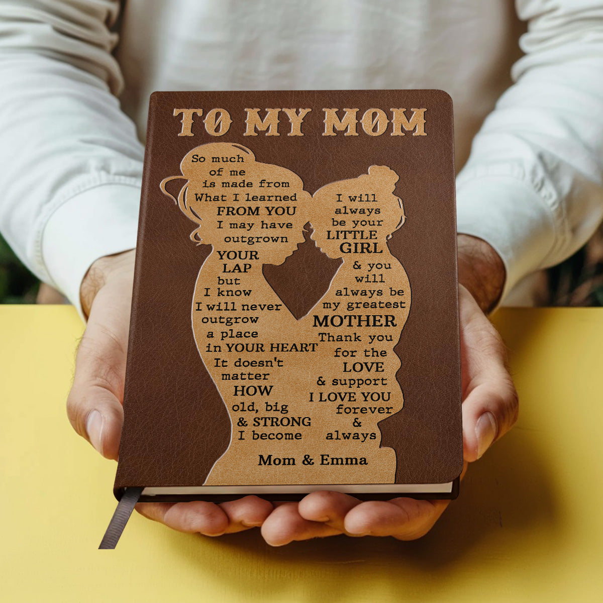 Daughter And Dad, Mom - Personalized Leather Cover Notebook